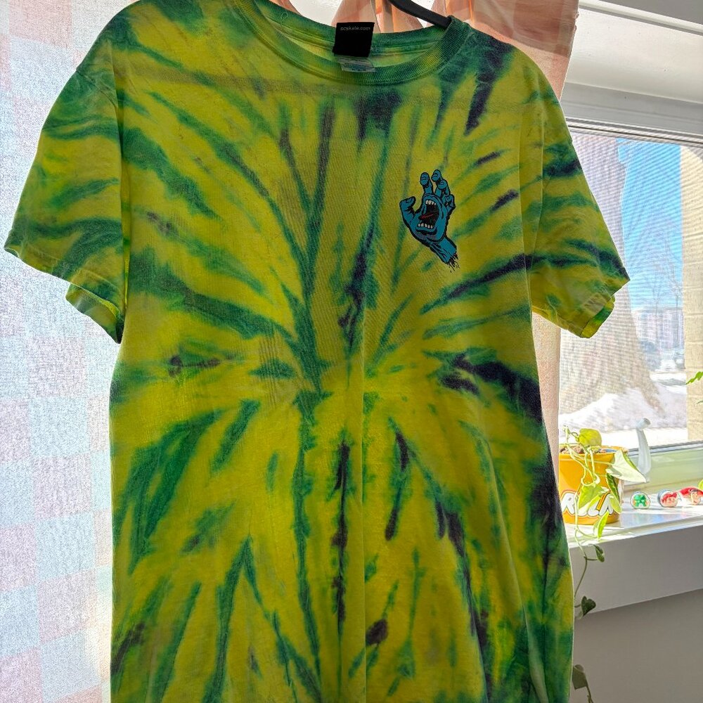 Santa Cruz Tie-Dye Screaming Hand Wild Green T-Shirt – Size Medium